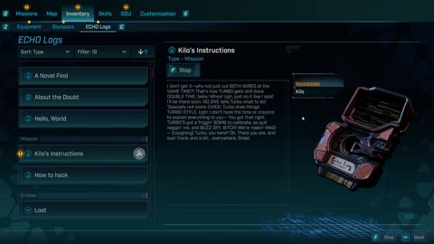 Borderlands 4: Echo Log - Kilo's Instructions