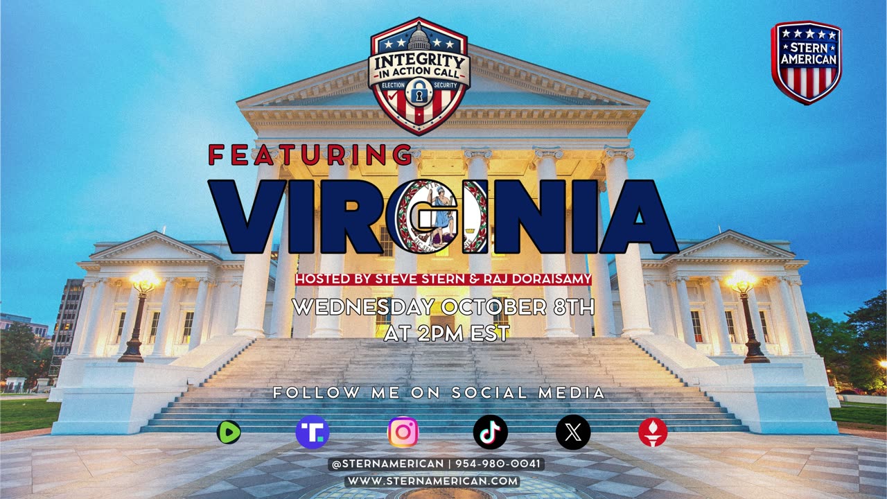 ELECTION INTEGRITY CALL – WED, OCT 8 · 2 PM EST | FEATURING VIRGINIA