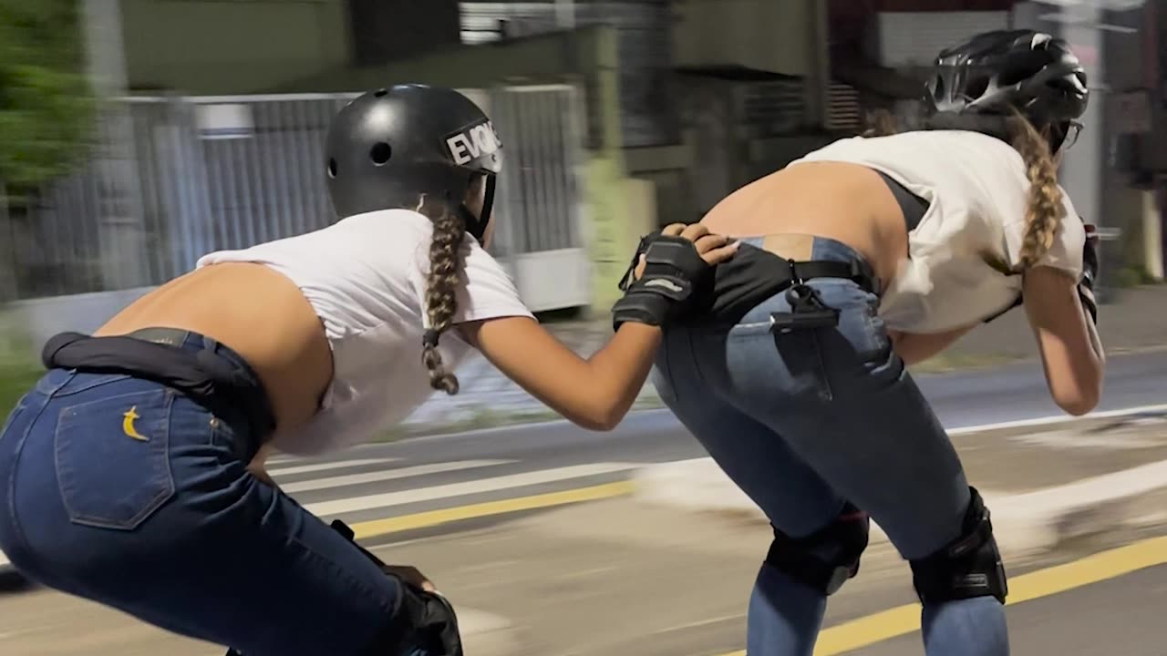 Inline Skaters Light Up Downhill Cruise