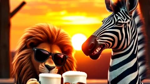 Lion and zebra funny