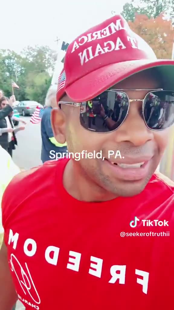 TikToker Walks Through ‘No Kings’ Rally South of Philly With a Freedom T-Shirt and His MAGA Hat