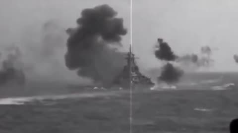 USS Missouri hit by kamikaze - 1945