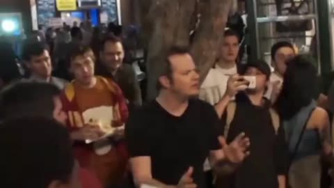 An aggressive drunk takes a sucker punch after assaulting people.