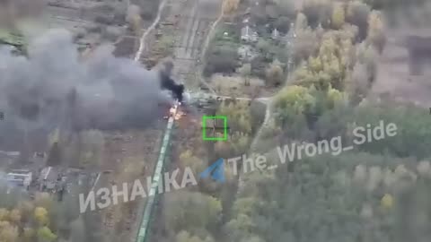 Russian Geran drones targeting a Ukrainian train transporting fuel in the Sumy region