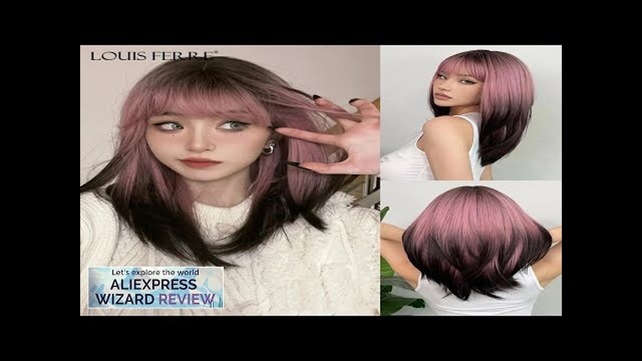 LOUIS FERRE Black Pink Ombre Synthetic Wigs for Cosplay Long Straight Layered Review