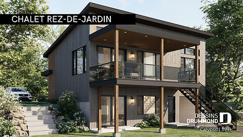 Plan de chalet Calypso | Superbe fenestration et sous-sol en rez-de-jardin par Dessins Drummond