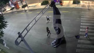 Skydiver crash-lands in Mexico City, gets caught on traffic light