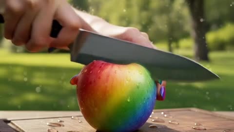 Rainbow Apple Cutting ASMR 🍎🌈 | Ultra Realistic Macro Slices & Crystal Knife Sounds | 8K Visuals