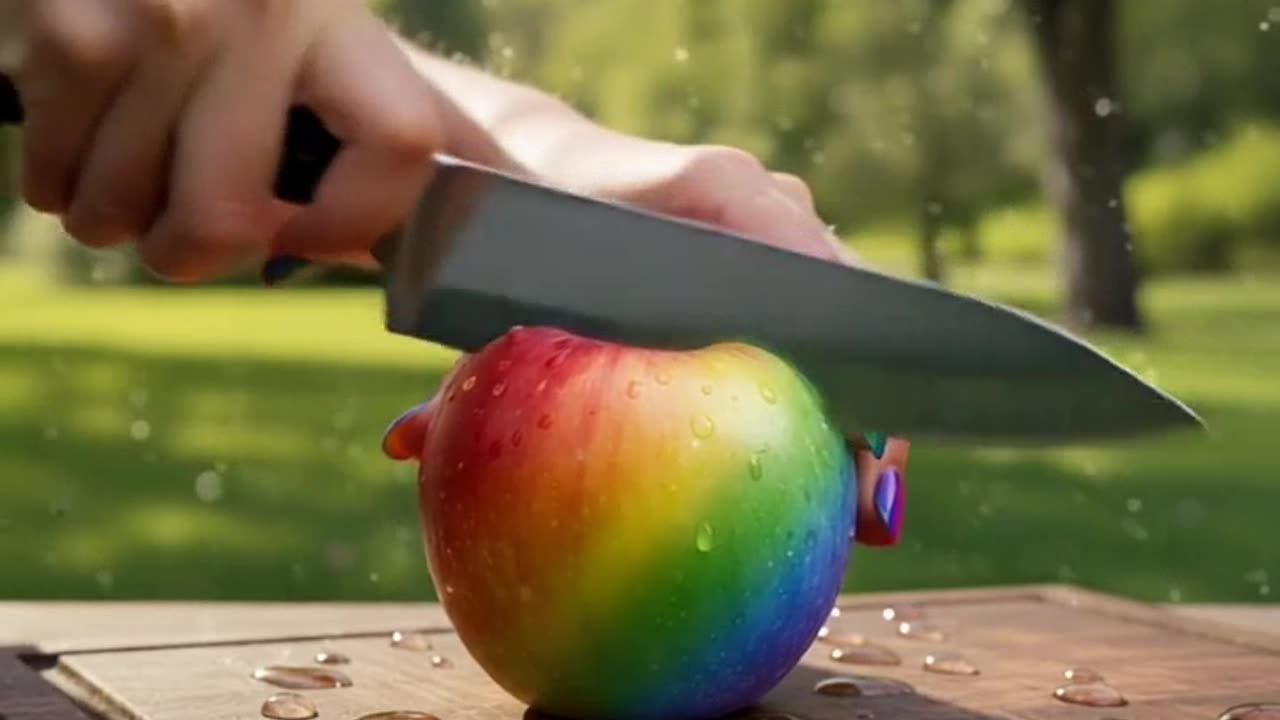 Rainbow Apple Cutting ASMR 🍎🌈 | Ultra Realistic Macro Slices & Crystal Knife Sounds | 8K Visuals