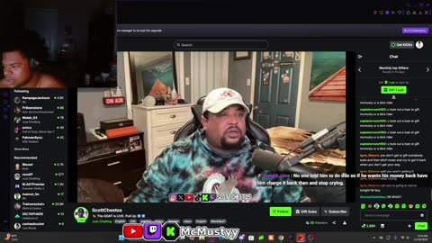 Confirmed Pedophile ScottCheetos Cries Over Gifting McMustyy A Sub Kick VOD 11-16-2025