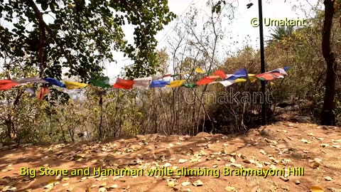 Big Stone And Hanuman Temple While Climbing Brahmayoni Hill (Gaya)