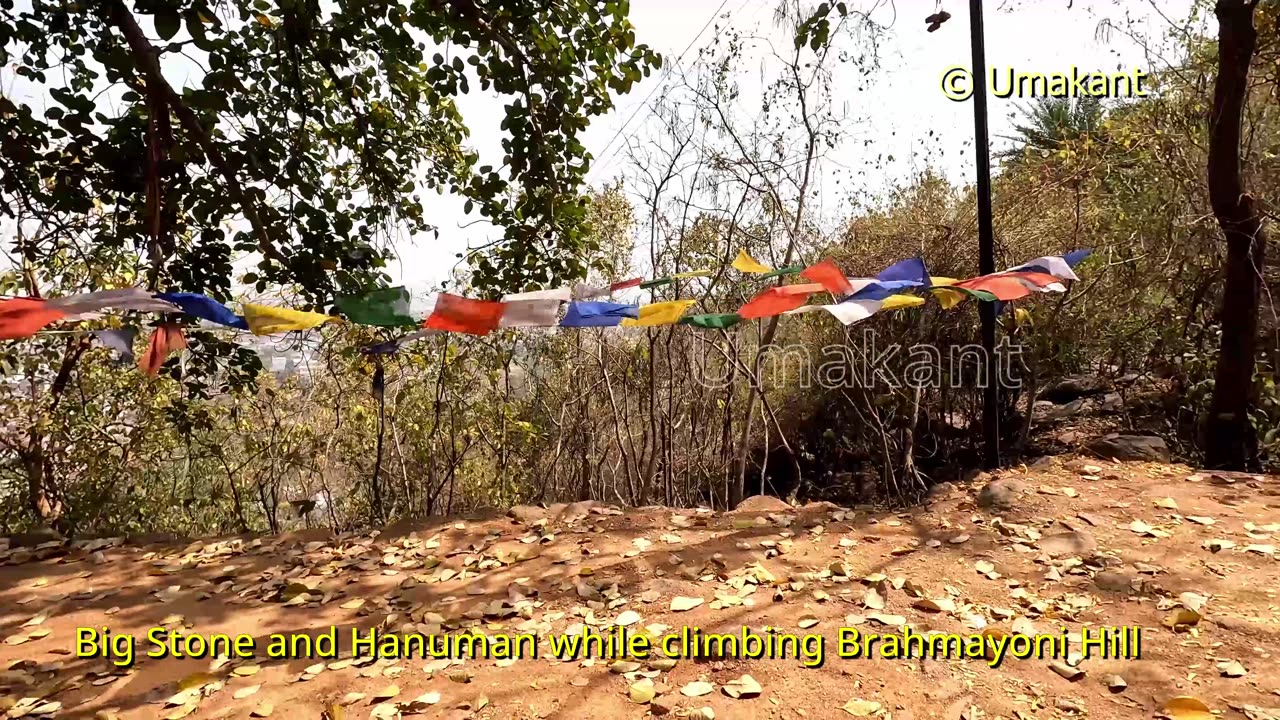 Big Stone And Hanuman Temple While Climbing Brahmayoni Hill (Gaya)