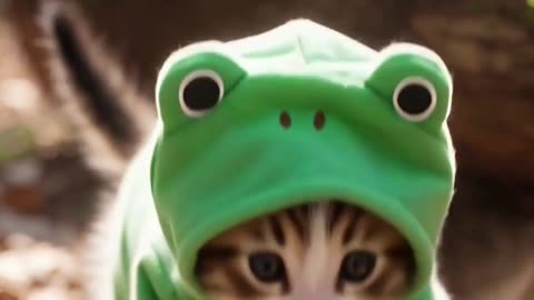 Frog-Costume Kitty Hops Into Cuteness 🐸😺 | Adorable Cat Short