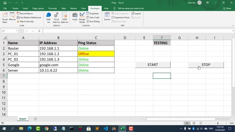 How to create a Ping monitoring tool with Microsoft Excel