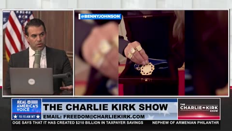 A CROSS ENGRAVED ON CHARLIE KIRK'S MEDAL OF FREEDOM