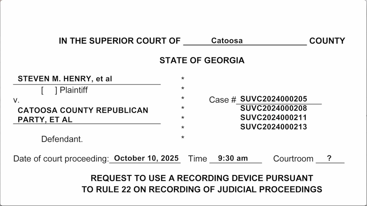 Catoosa GOP Candidate Ballot Access Denial - Part 2 -October 10, 2025