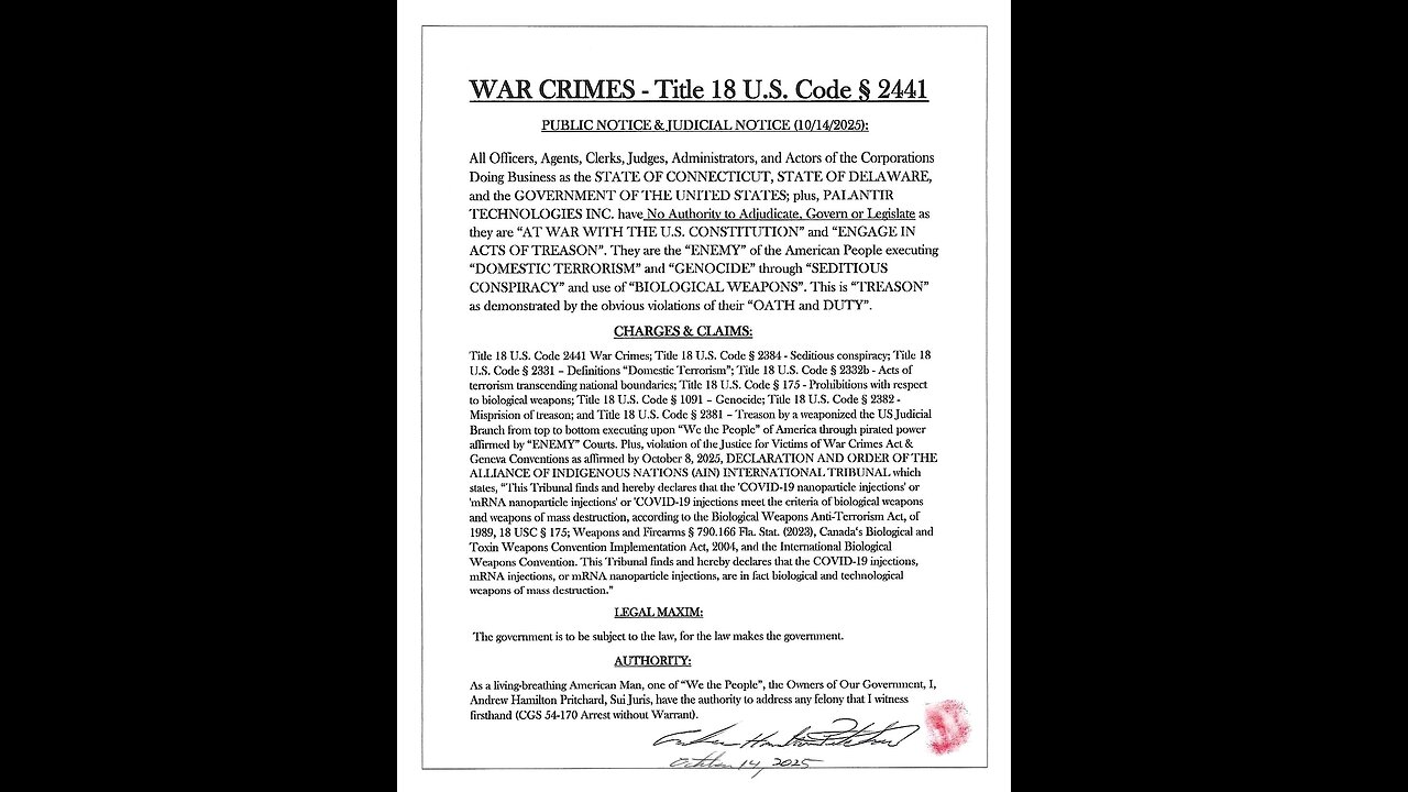 WAR CRIMES - Title 18 U.S. Code § 2441