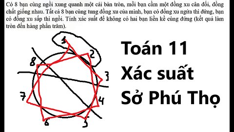 Sở Phú Thọ: Có 8 bạn cùng ngồi xung quanh một cái bàn tròn, mỗi bạn cầm một đồng xu