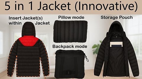5-in-1 Convertible Jacket Backpack Pillow Holder Utility by Krideas