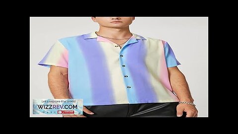 INCERUN Mens Shirt Fashion Casual Rainbow Print Shirts Short Sleeve Lapel Tops Review