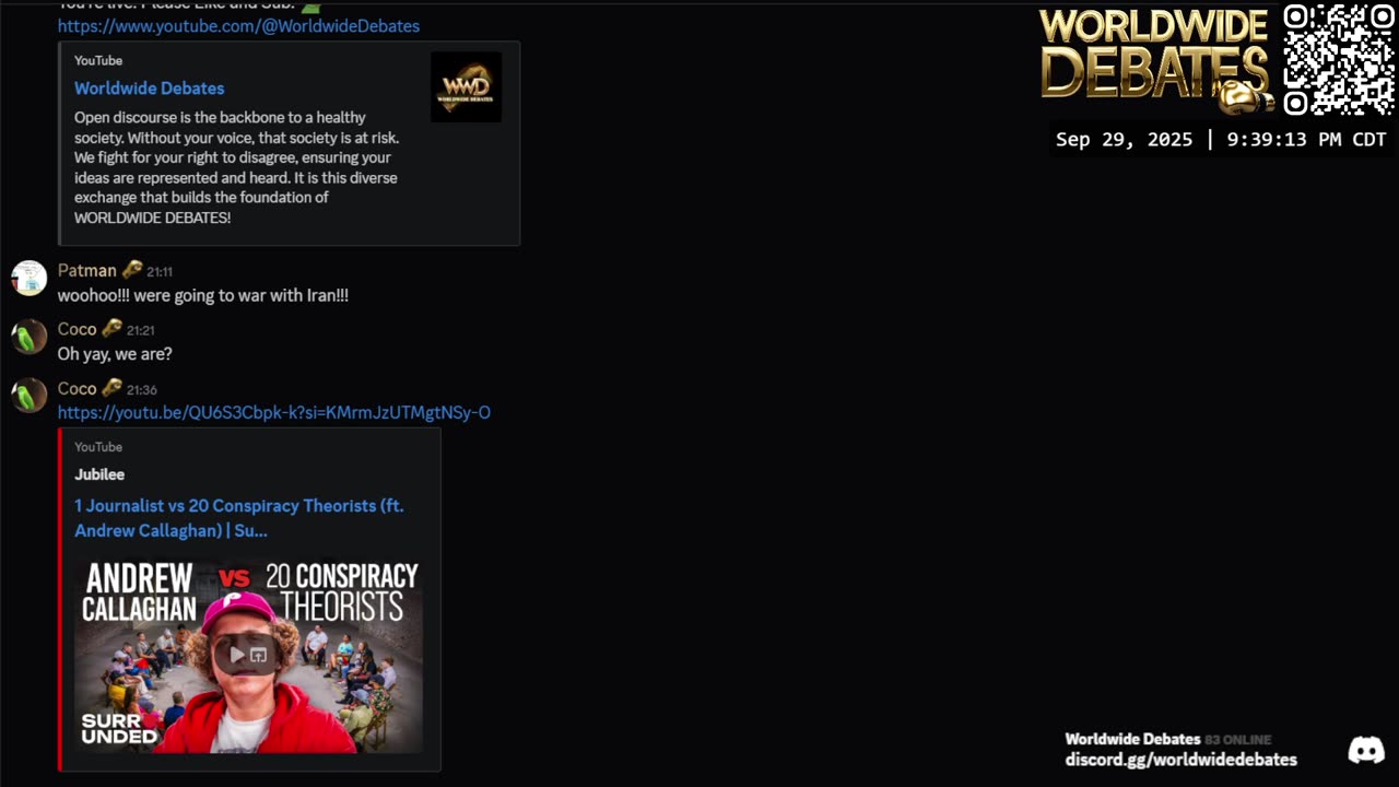 0091 WIDESTREAM - Worldwide Debates - YouTube/Twitch/Rumble
