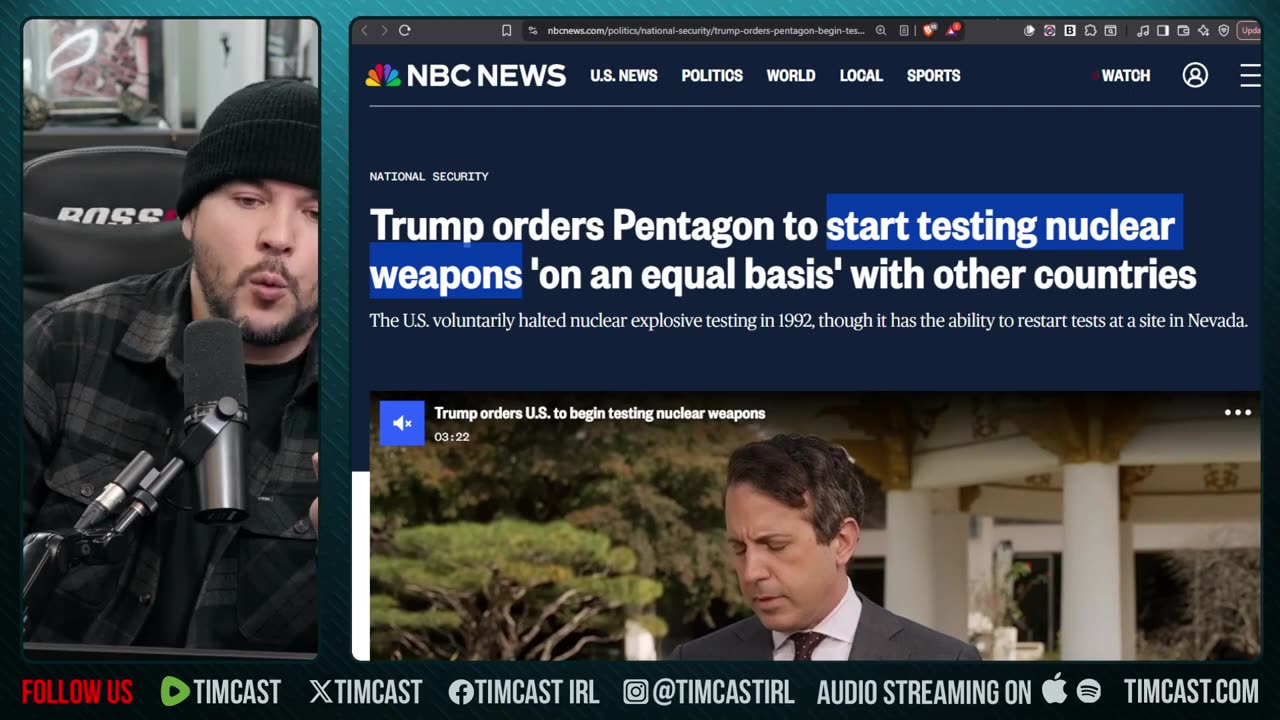 Trump Restarts NUCLEAR TESTING, Russia Warns This IS MADNESS, New Arms Race Begins | Tim Pool