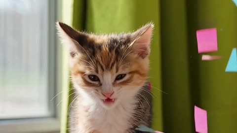 Confetti-Party Kitty! 🎉😺 | Cute Cat Celebration Short