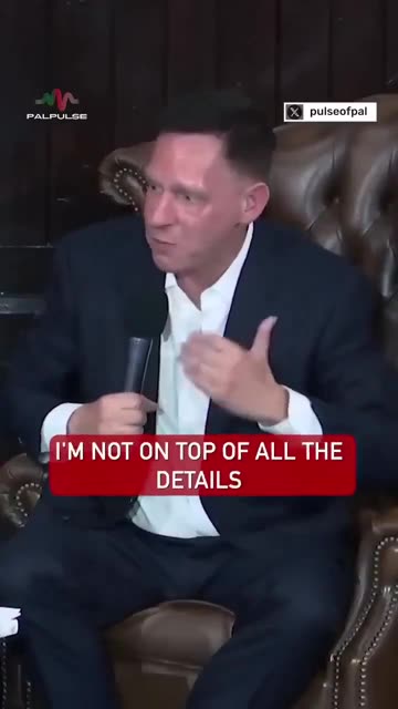 Peter Thiel, co-founder of Palantir, SHITS HIMSELF when asked about Israel’s use of AI in Gaza.