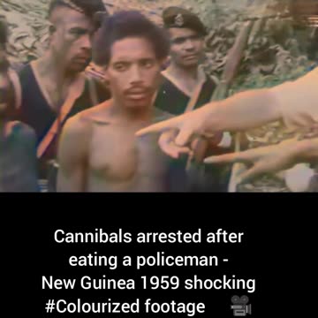 Cannibals arrested eating a policeman New Guinea 1959 #Colourized footage 🇵🇬 🎥