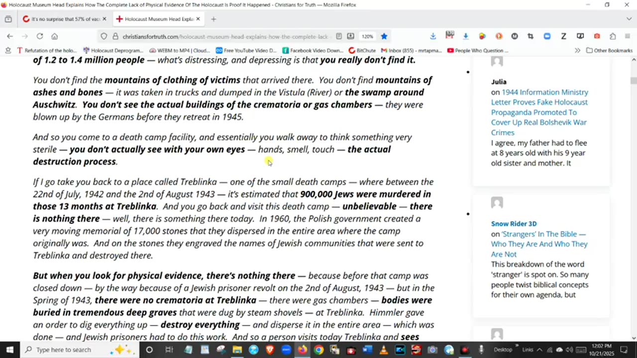 No Proof Holocaust Hapened Like They Say 10-21-25