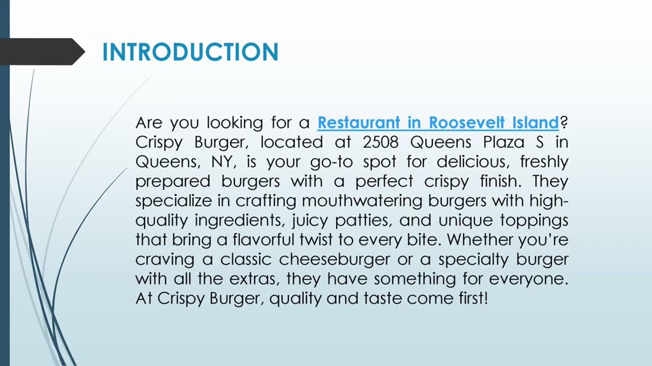 Are you looking for a Restaurant in Roosevelt Island?