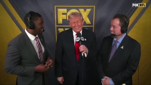 Trump talks with Fox Sports Broadcasters at the Washington Commanders game