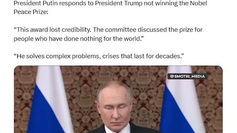 🚨 JUST IN: President Trump THANKS Vladimir Putin after he said the Nobel...