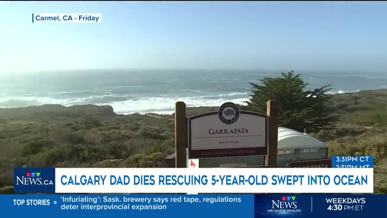 Calgary father dies attempting to rescue 5-year-old daughter from the ocean in California