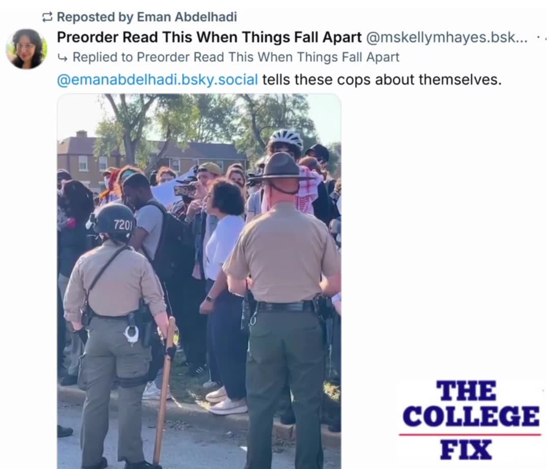 U. Chicago professor yells Shame! at police outside ICE facility