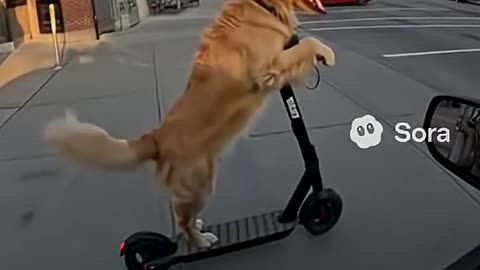 Dog Rides Scooter Like a Pro !