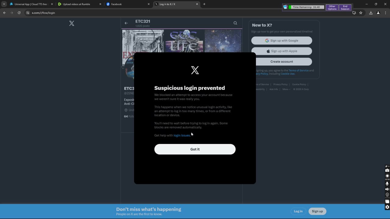 Twitter Trying to Block Me....