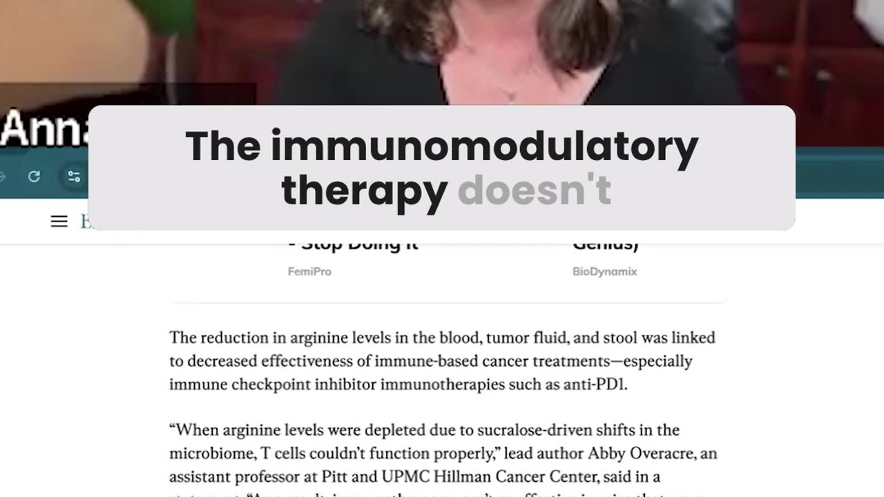 Sucralose can interfere with Immunotherapy