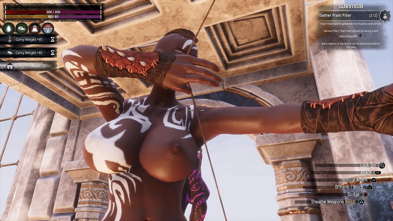 Conan Exiles purge day topless busty Boobs breast expansion huge tits drawbridge destroyed
