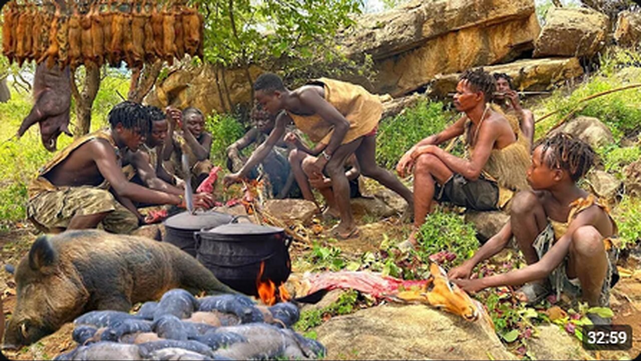 See How Hadzabe Successful Hunt and Cook Their Prey _ Tradition