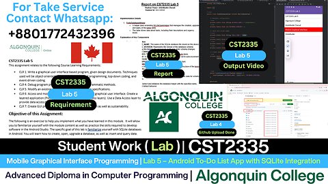 Student Work (Lab) | CST2335 Lab 5 To-Do List App Development with SQLite | Algonquin College