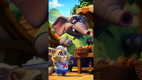 Ai funny video. cute cat and elephant sing a song in our village.