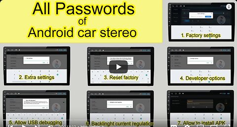 All Passwords for Android Car Stereo _ Factory, Extra & Reset (Topway TS7, T3