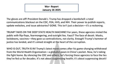 WAR REPORT - JANUARY 26 2025 - THE GLOVES ARE OFF