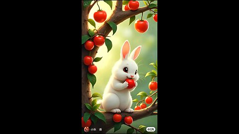 rabbit eating apple