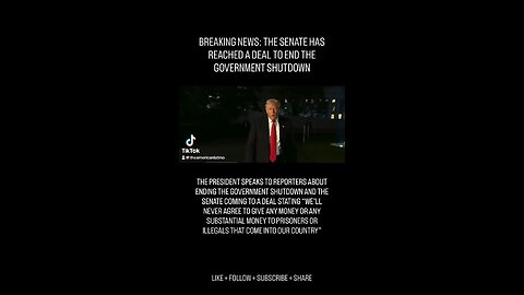 TRUMP ANNOUNCES THE GOVERNMENT SHUTDOWN WILL BE ENDING