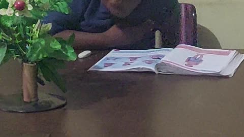 Son being professional about reading