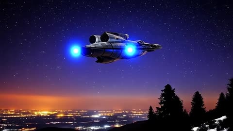 added Alien Ship (Buehl, Black Forest at winter night)