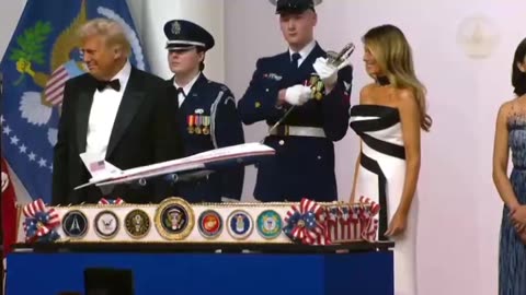 President Trump at the Ball tonight with Melania and the iconic YMCA dance intro.