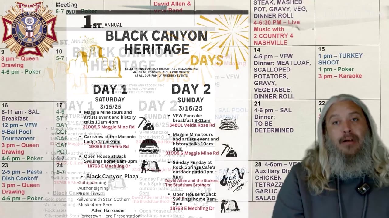 Black Canyon City Show VFW Calendar for March